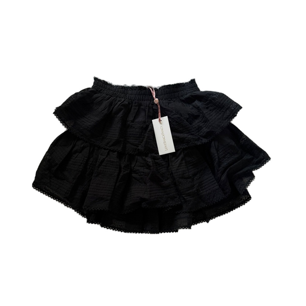 NWT loveshackfancy black lace skirt